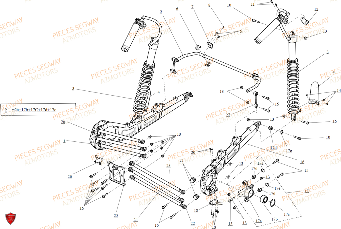 Suspension Arriere SEGWAY Pièces BUGGY VILLAIN SX10WX