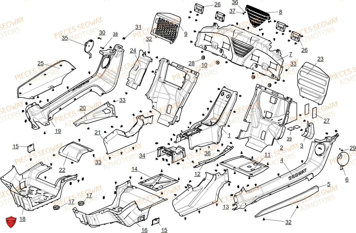 Caches Plastiques SEGWAY Pièces BUGGY VILLAIN SX10X