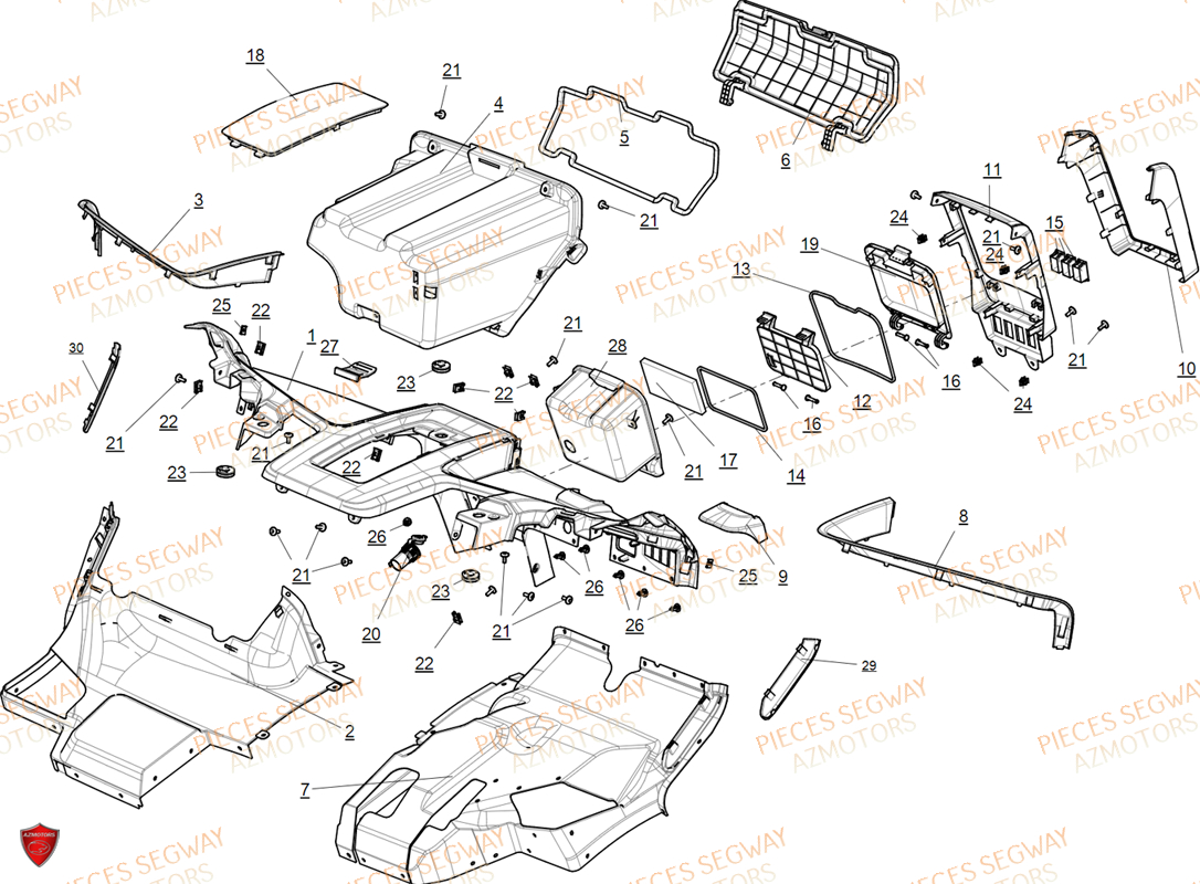 Caches Plastiques Internes SEGWAY Pièces BUGGY VILLAIN SX10X
