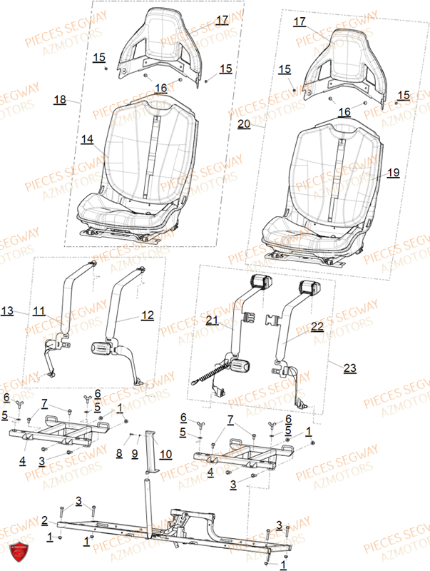 Sieges SEGWAY Pièces BUGGY VILLAIN SX10X