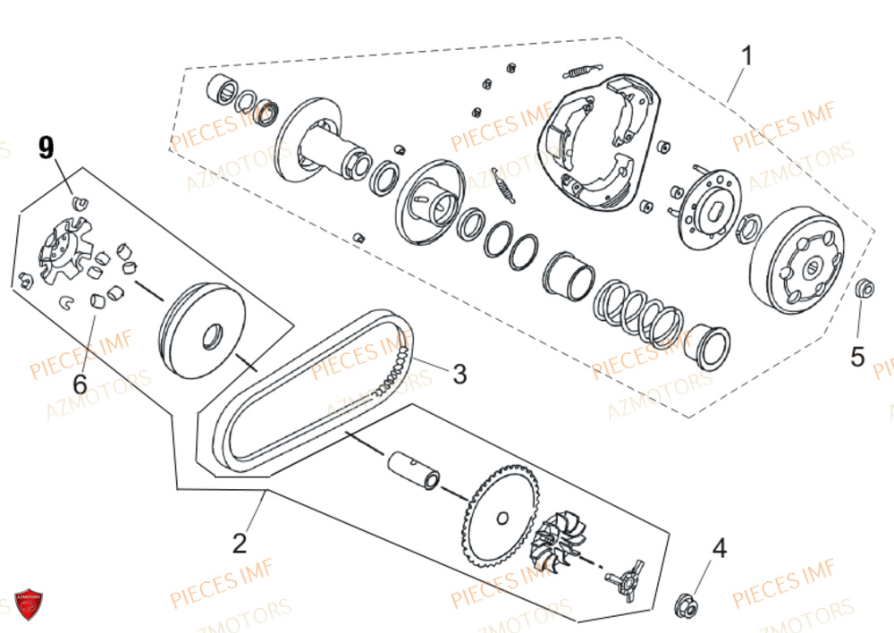 Embrayage Et Variateur AZMOTORS PIECES SX 50 4T EURO 5+