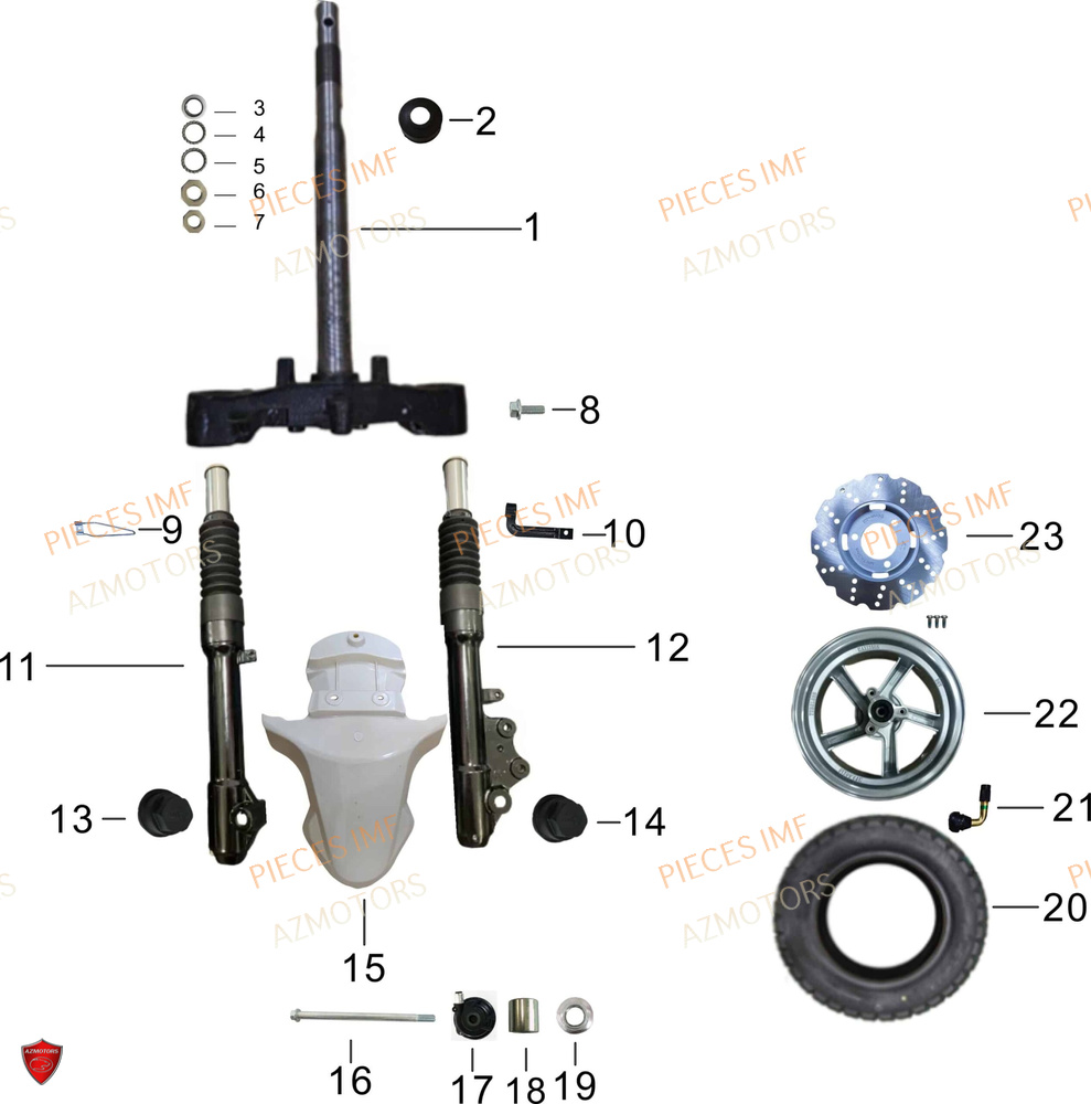 Fourche AZMOTORS PIECES SX 50 4T EURO 5+