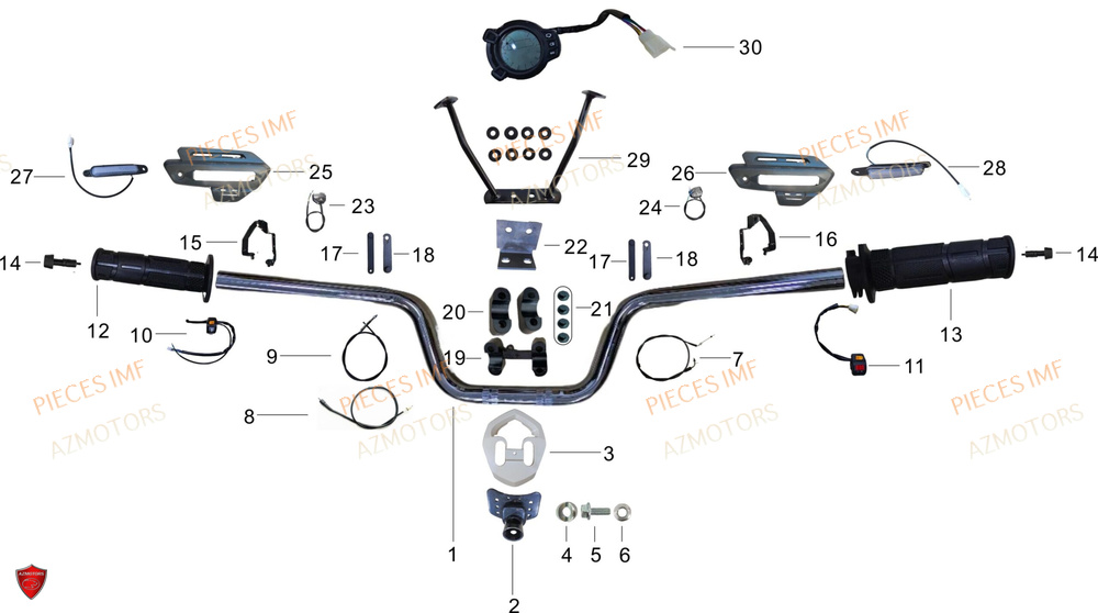 Guidon 1 AZMOTORS PIECES SX 50 4T EURO 5+