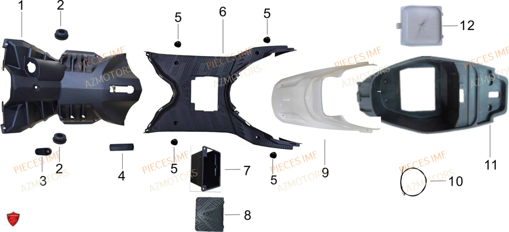Plancher Et Coffre De Selle AZMOTORS PIECES SX 50 4T EURO 5+