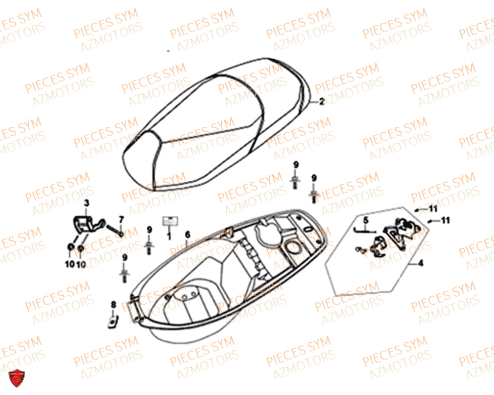 Selle SYM Pièces SYMPHONY CARGO 50 - AY05W7-EU (2017-2020)