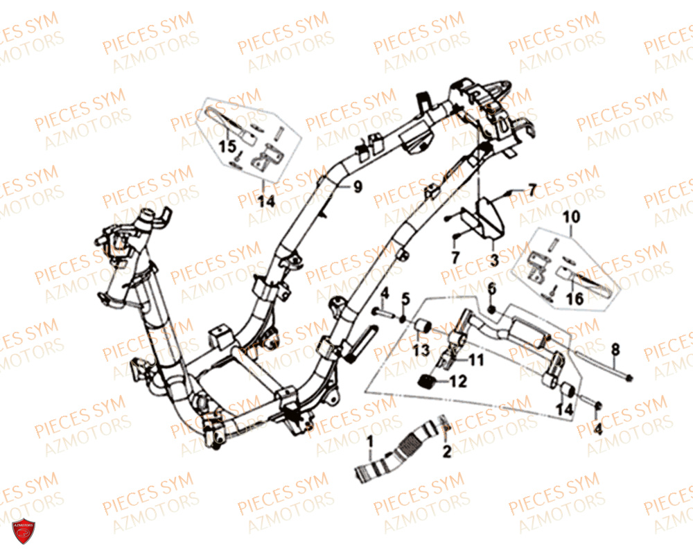 Cadre SYM Pièces SYMPHONY SR 50 - AZ05W8-EU (2018)