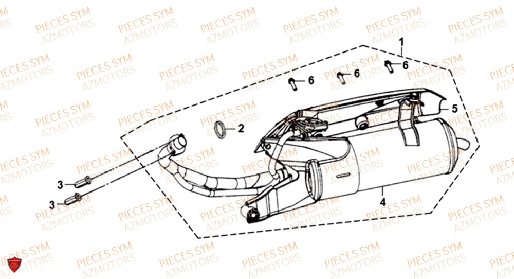 Echappement SYM Pièces SYMPHONY SR 50 - AZ05W8-EU (2018)
