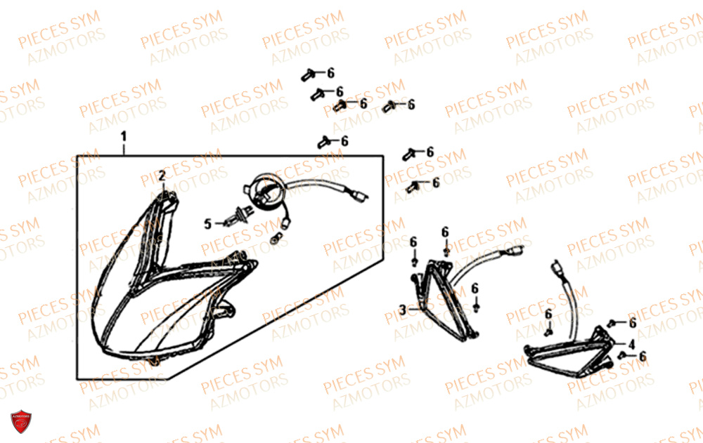 Eclairage Avant SYM Pièces SYMPHONY SR 50 - AZ05W8-EU (2018)