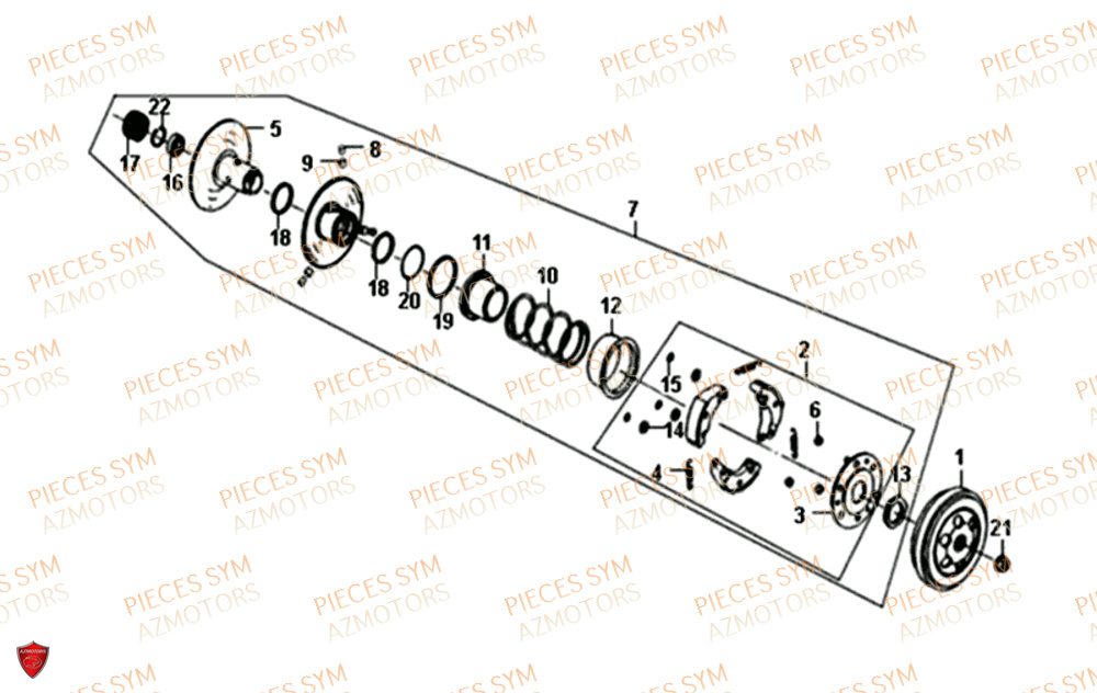 Embrayage SYM Pièces SYMPHONY SR 50 - AZ05W8-EU (2018)