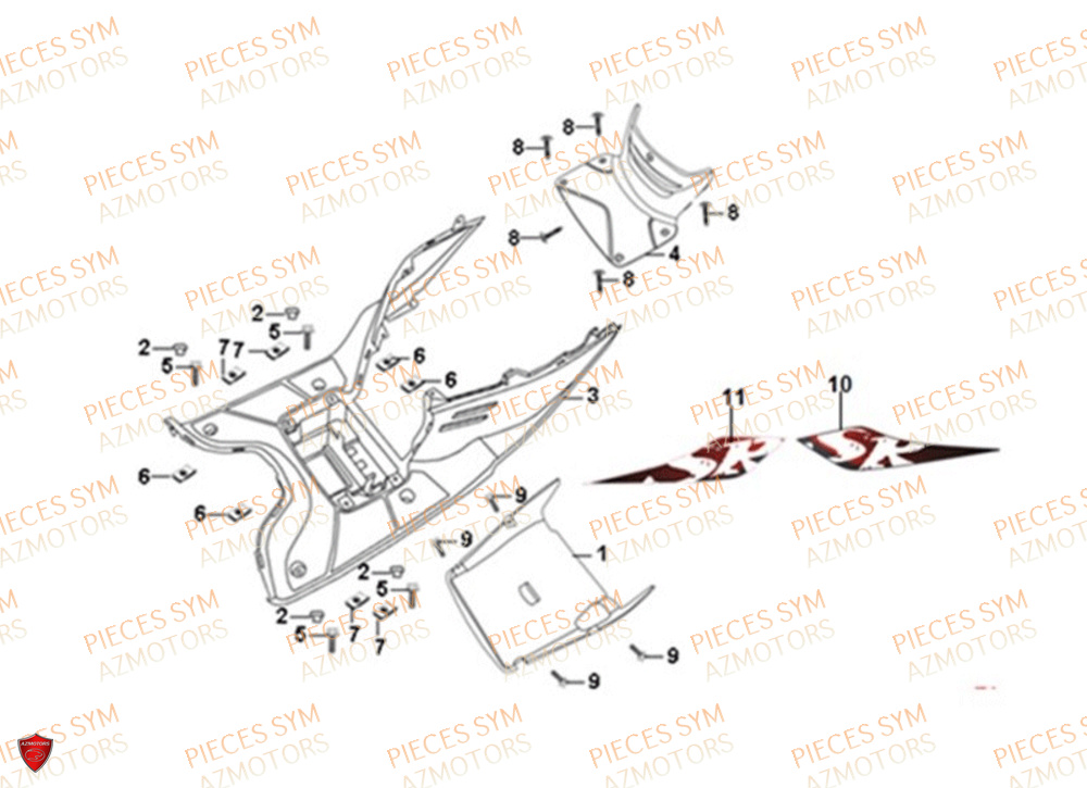 Plancher SYM Pièces SYMPHONY SR 50 - AZ05W8-EU (2018)