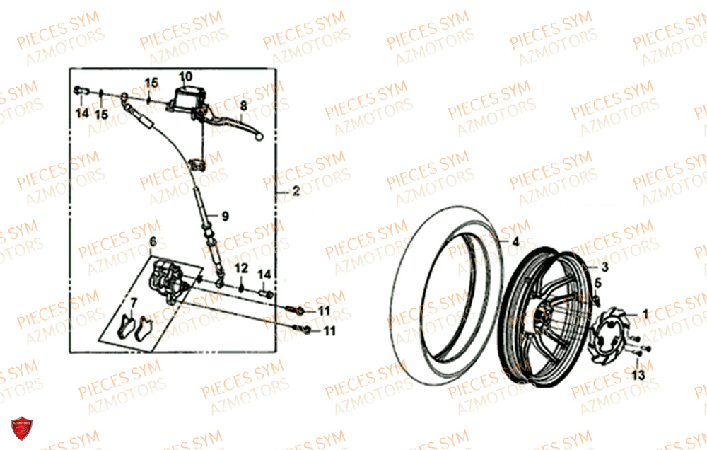 Roue Arriere SYM Pièces SYMPHONY SR 50 - AZ05W8-EU (2018)