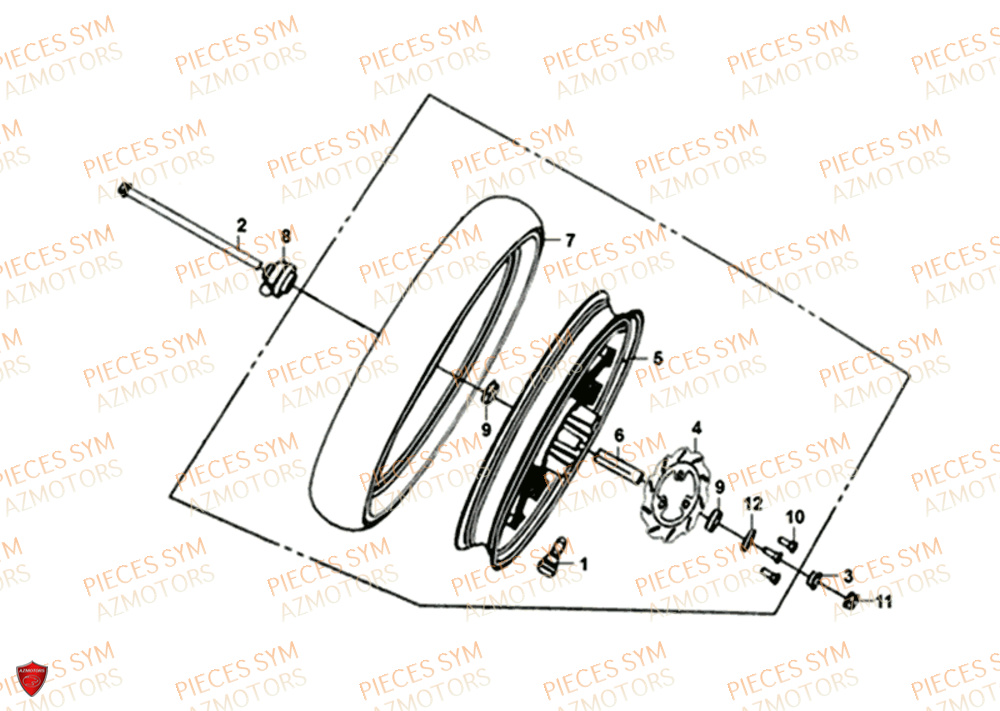 Roue Avant SYM Pièces SYMPHONY SR 50 - AZ05W8-EU (2018)
