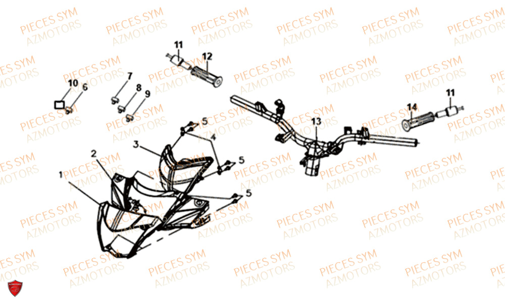 Carenages Guidon SYM Pièces SYMPHONY ST 125 - XB12W3-EU (2018)