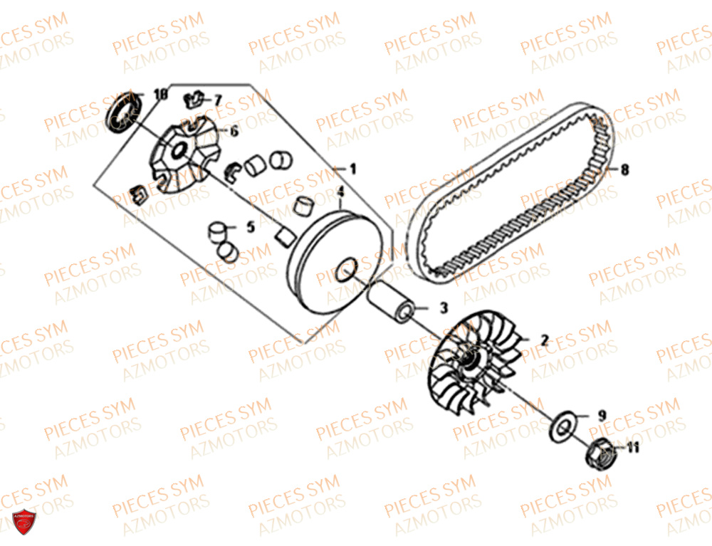 Variateur SYM Pièces SYMPHONY ST 200I - XB20W3-EU (2018)