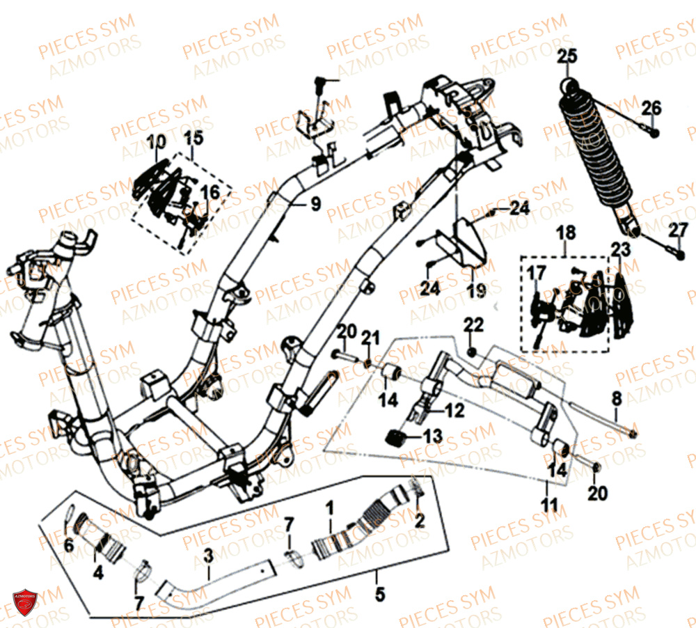 Chassis SYM Pièces SYMPHONY ST 50 E4 - XB05W4-EU (2017-2020)