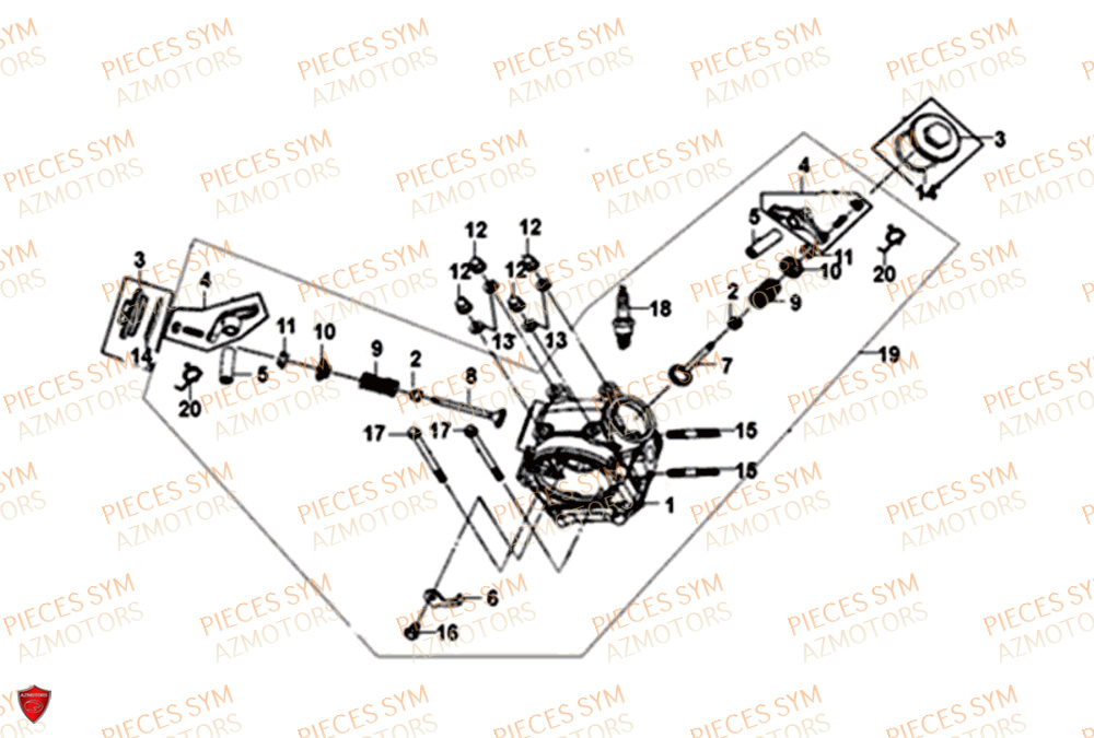 Culasse SYM Pièces SYMPHONY ST 50 E4 - XB05W4-EU (2017-2020)