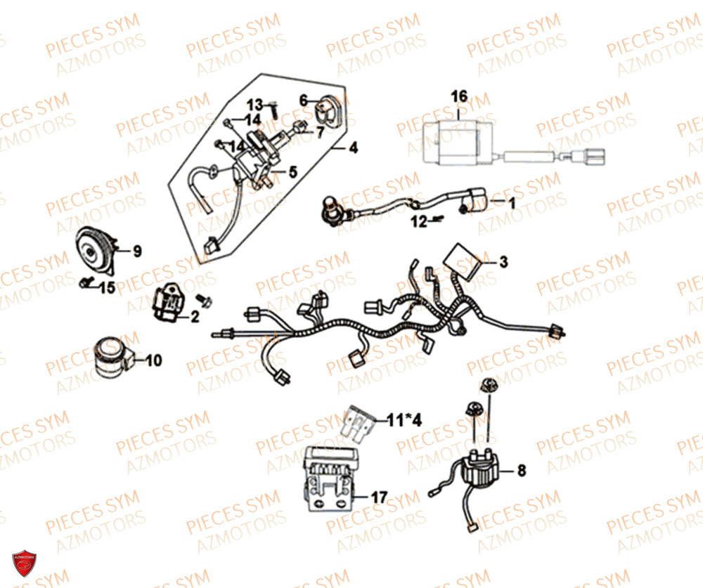 Equipement Electrique SYM Pièces SYMPHONY ST 50 E4 - XB05W4-EU (2017-2020)