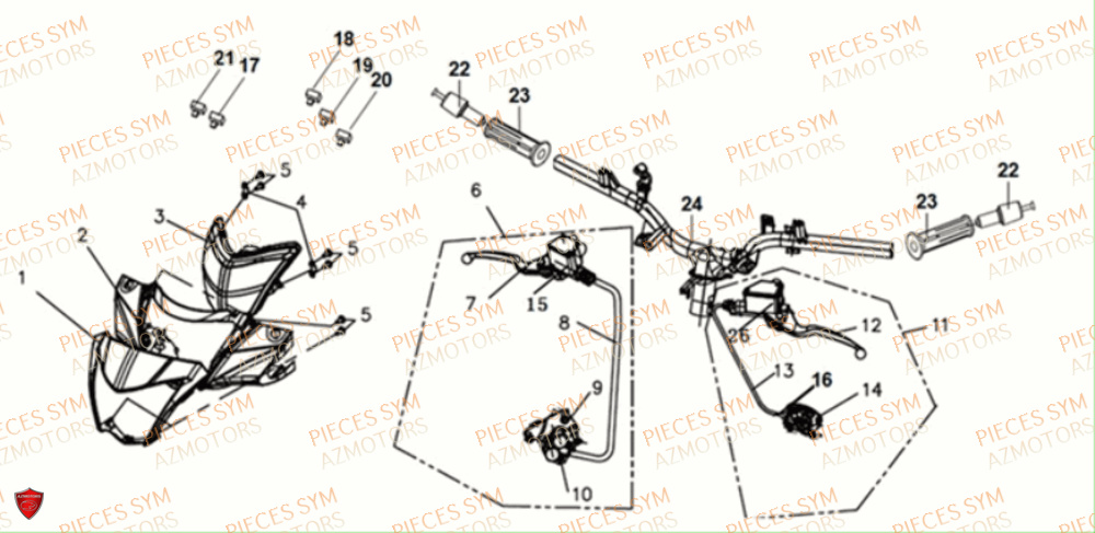 Guidon SYM Pièces SYMPHONY ST 50 E4 - XB05W4-EU (2017-2020)