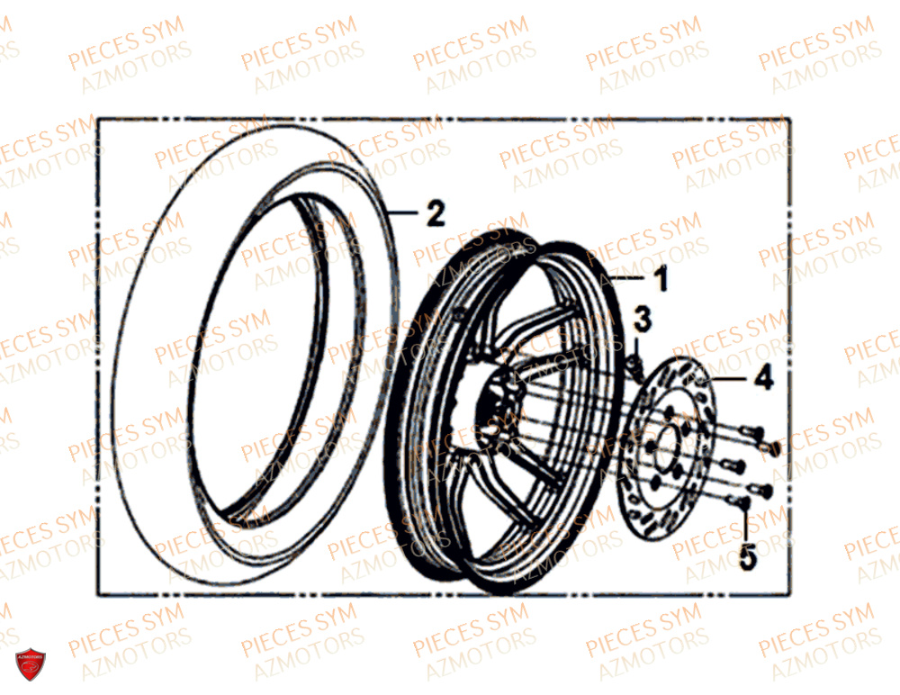 Roue Arriere SYM Pièces SYMPHONY ST 50 E4 - XB05W4-EU (2017-2020)