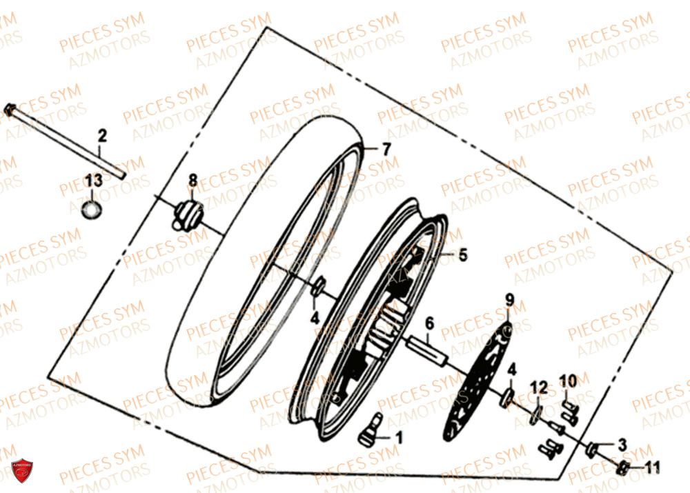 Roue Avant SYM Pièces SYMPHONY ST 50 E4 - XB05W4-EU (2017-2020)