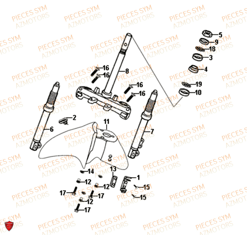 Te De Fourche SYM Pièces SYMPHONY ST 50 E4 - XB05W4-EU (2017-2020)