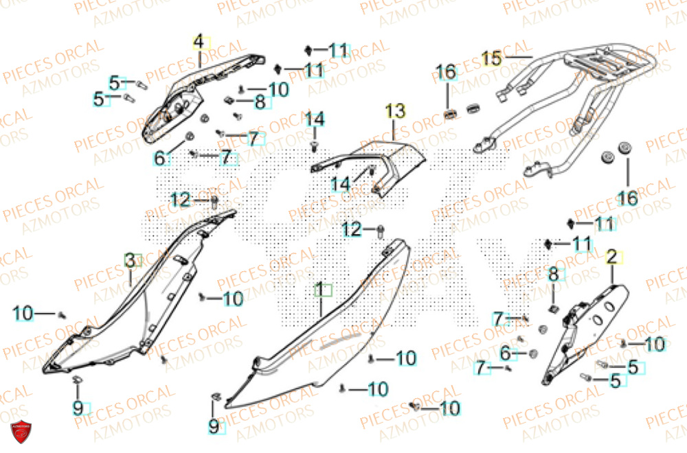 Carenage Arriere ORCAL Pièces Orcal TABOR 125 EURO5+