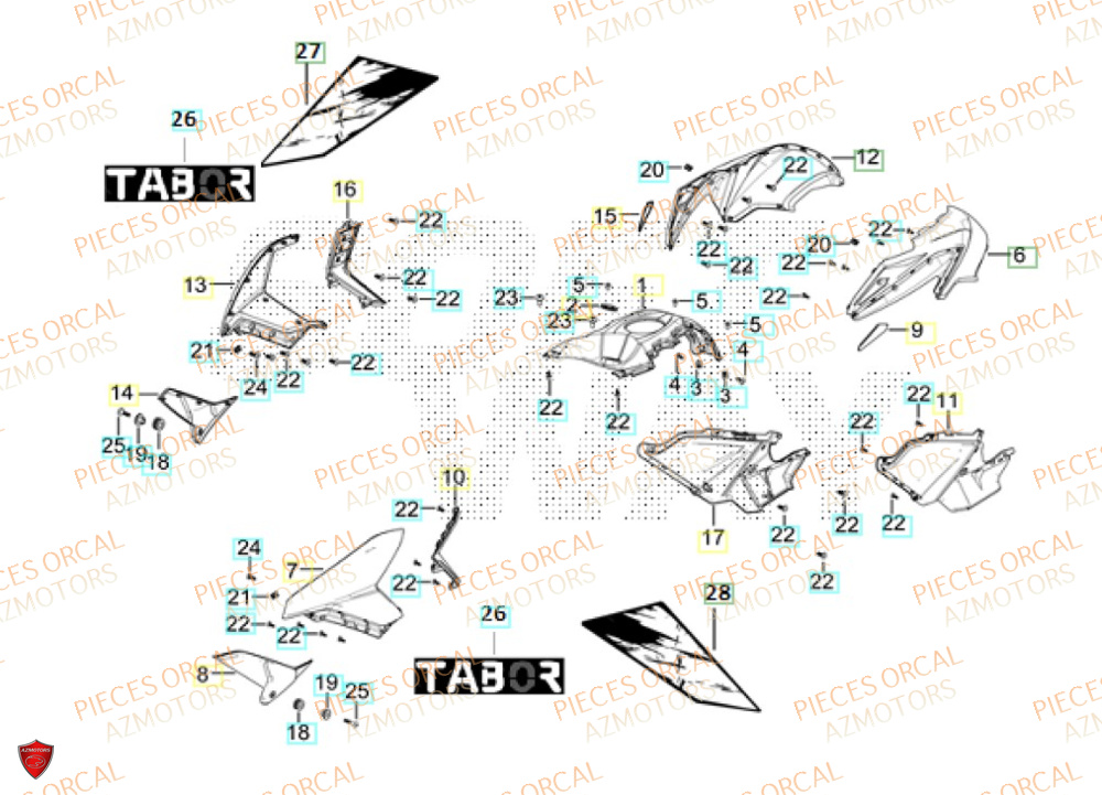 Carenage Avant ORCAL Pièces Orcal TABOR 125 EURO5+