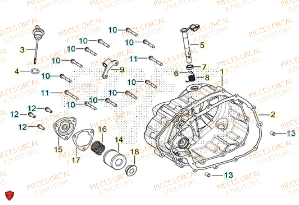 Couvre Carter Droit ORCAL Pièces Orcal TABOR 125 EURO5+