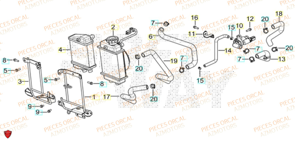 Refroidissement ORCAL Pièces Orcal TABOR 125 EURO5+