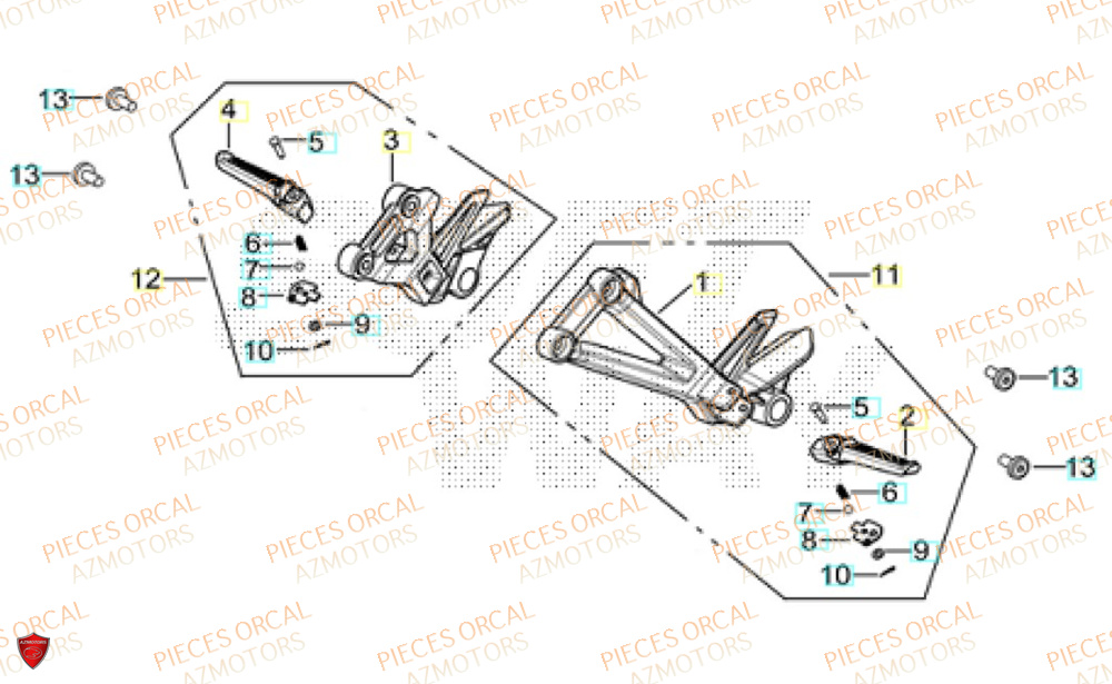 Repose Pied Arriere ORCAL Pièces Orcal TABOR 125 EURO5+