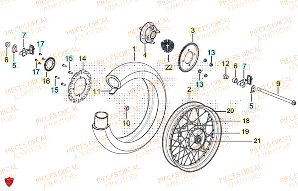 Roue Arriere ORCAL Pièces Orcal TABOR 125 EURO5+