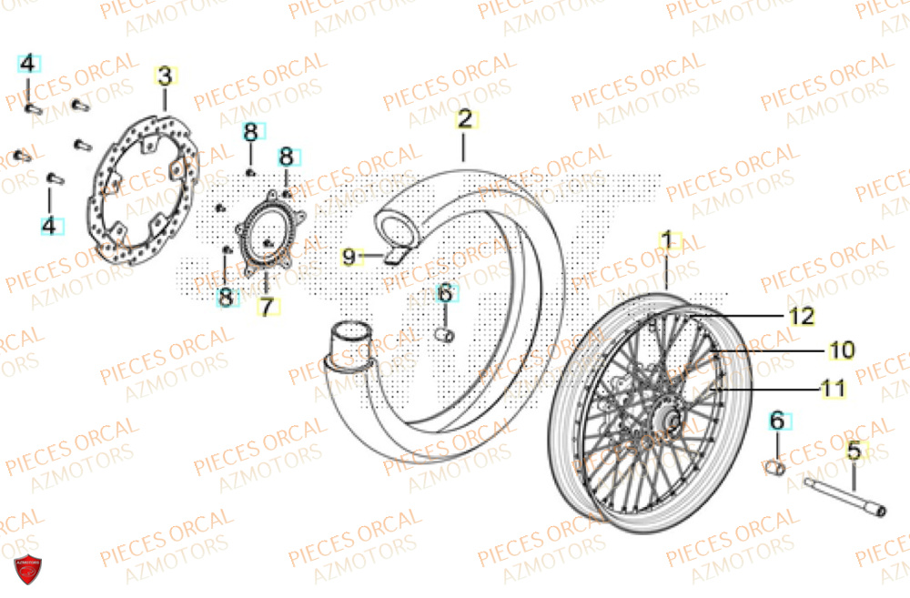 Roue Avant ORCAL Pièces Orcal TABOR 125 EURO5+