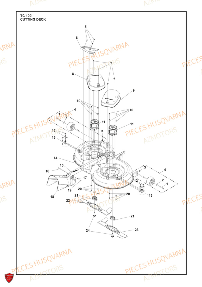 Carter De Tondeuse Coupe 1 AZMOTORS PIECES TRACTEUR TONDEUSE TC 100i HUSQVARNA