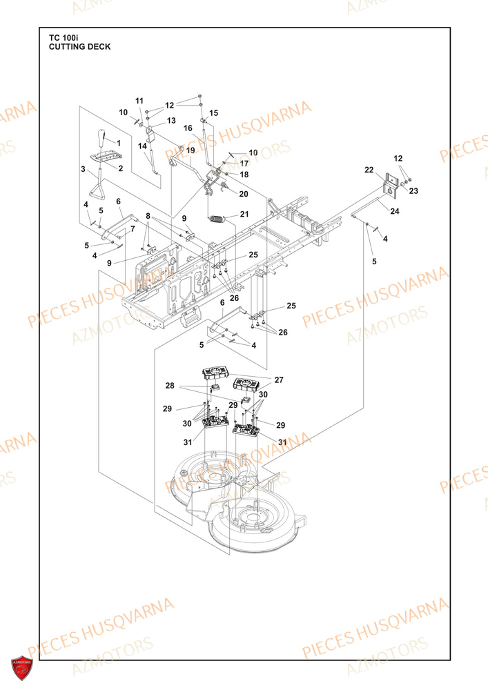 Carter De Tondeuse Coupe 2 AZMOTORS PIECES TRACTEUR TONDEUSE TC 100i HUSQVARNA