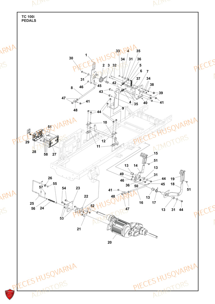 Pedales AZMOTORS PIECES TRACTEUR TONDEUSE TC 100i HUSQVARNA