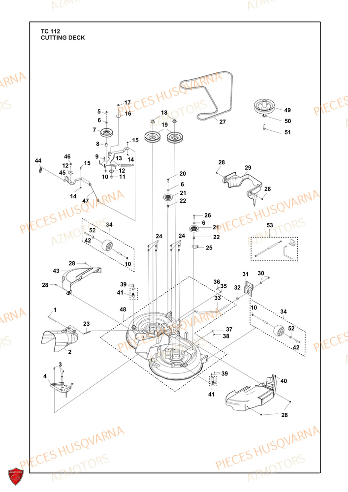 Carter De Tondeuse Coupe 1 AZMOTORS PIECES TRACTEUR TONDEUSE TC 112 HUSQVARNA