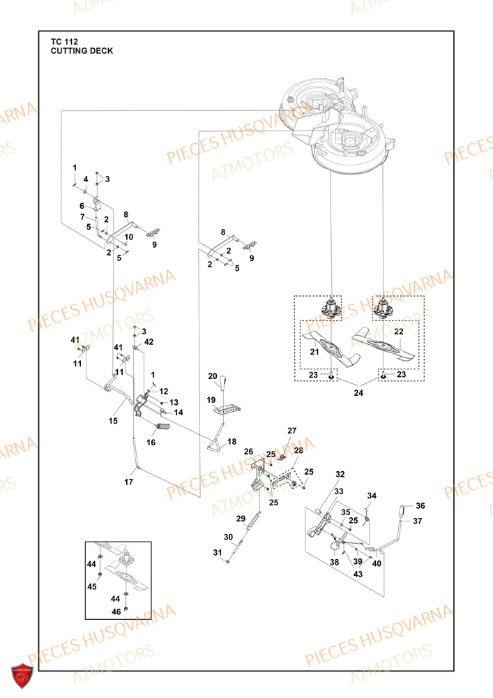 Carter De Tondeuse Coupe 2 AZMOTORS PIECES TRACTEUR TONDEUSE TC 112 HUSQVARNA