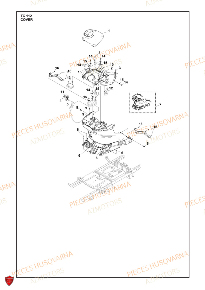 Couvercle 2 AZMOTORS PIECES TRACTEUR TONDEUSE TC 112 HUSQVARNA