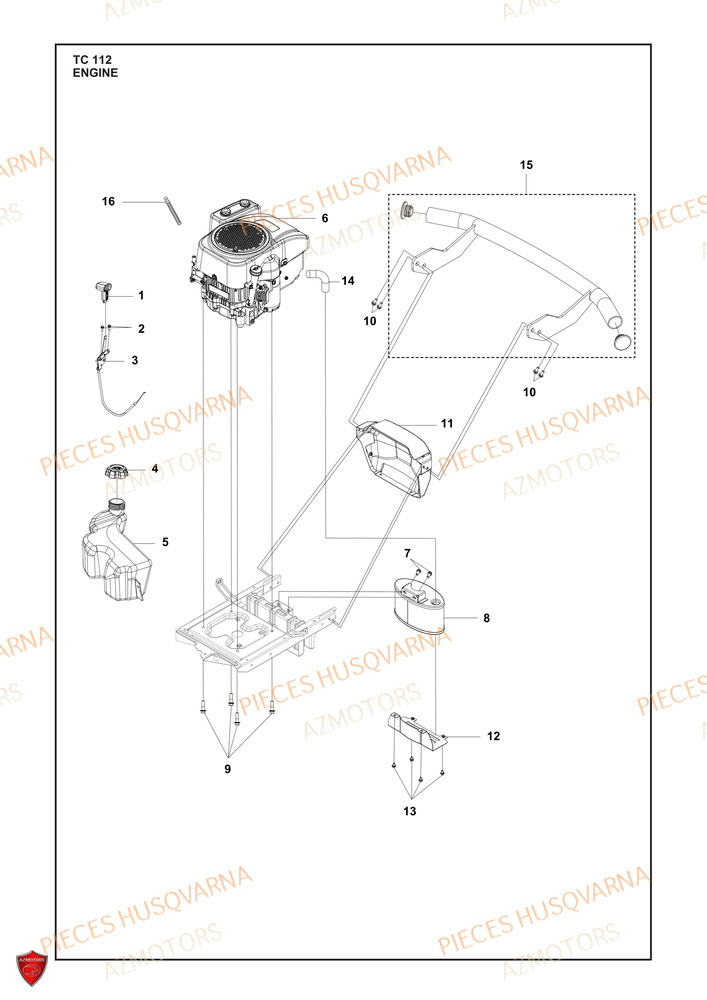 Moteur AZMOTORS PIECES TRACTEUR TONDEUSE TC 112 HUSQVARNA