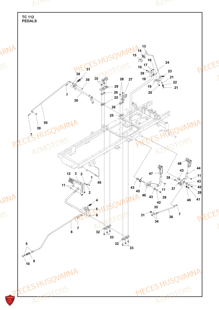 Pedales AZMOTORS PIECES TRACTEUR TONDEUSE TC 112 HUSQVARNA