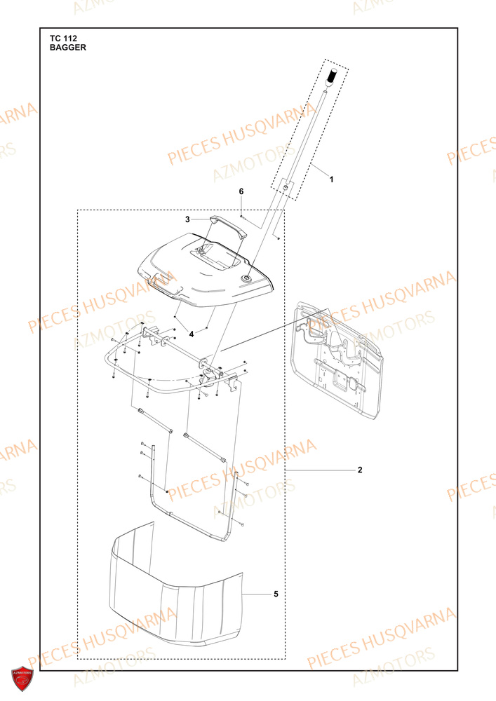 Sac Collecteur 2 AZMOTORS PIECES TRACTEUR TONDEUSE TC 112 HUSQVARNA