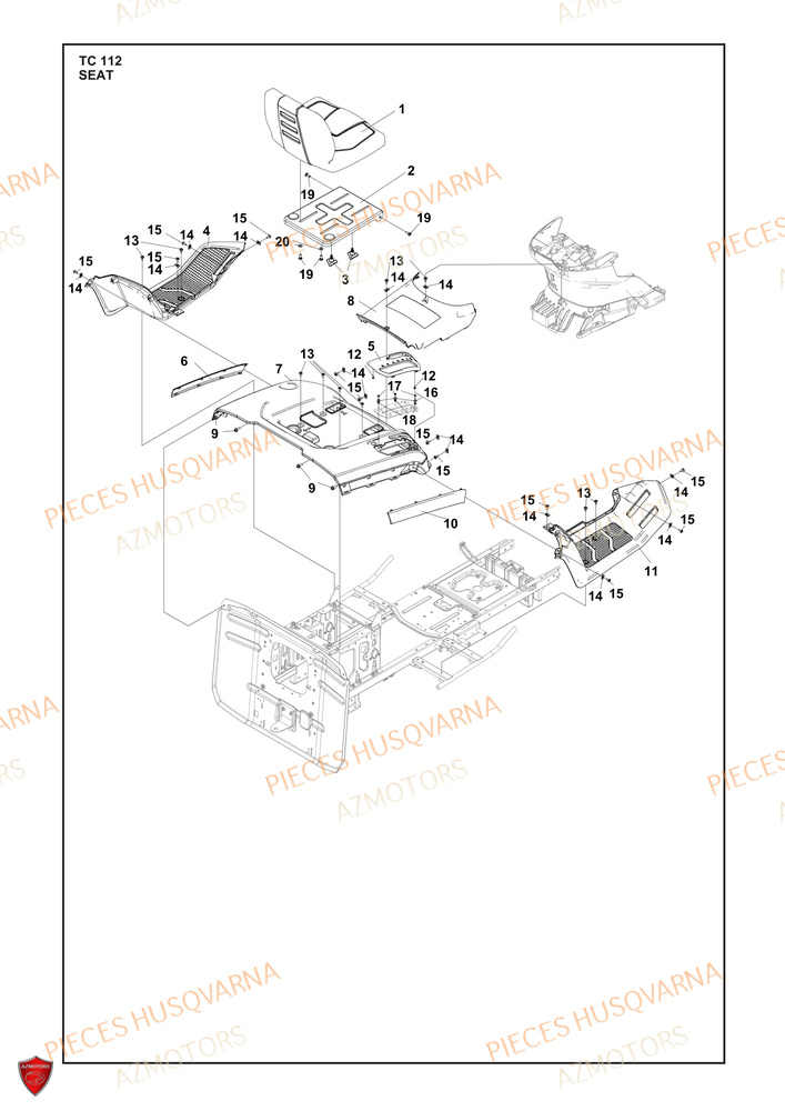 Siege AZMOTORS PIECES TRACTEUR TONDEUSE TC 112 HUSQVARNA