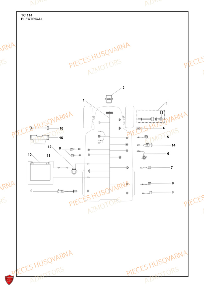 Electrique AZMOTORS PIECES TRACTEUR TONDEUSE TC 114 HUSQVARNA