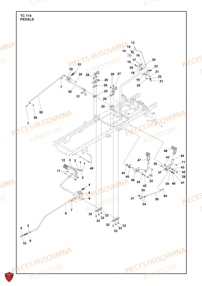 Pedales AZMOTORS PIECES TRACTEUR TONDEUSE TC 114 HUSQVARNA