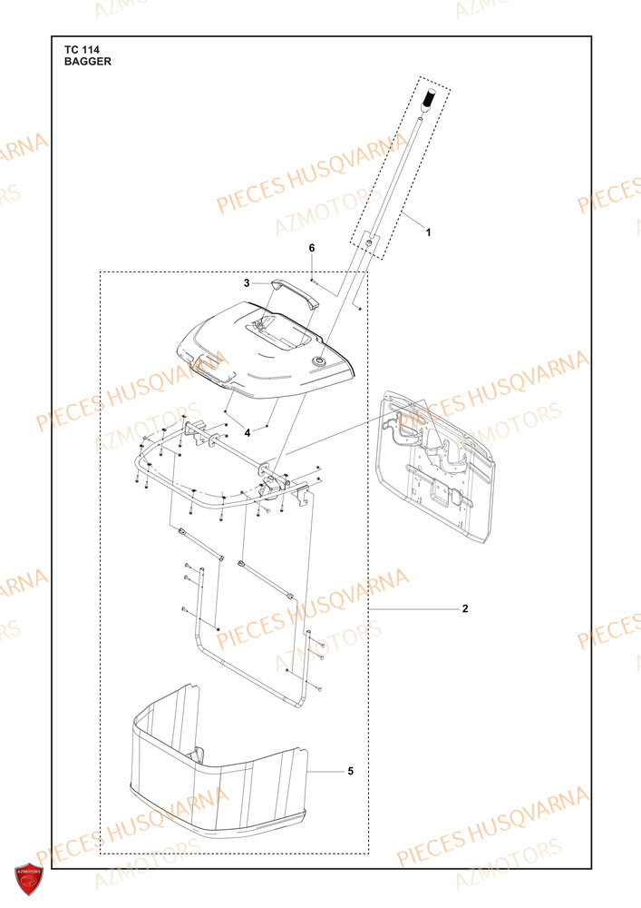 Sac Collecteur 2 AZMOTORS PIECES TRACTEUR TONDEUSE TC 114 HUSQVARNA