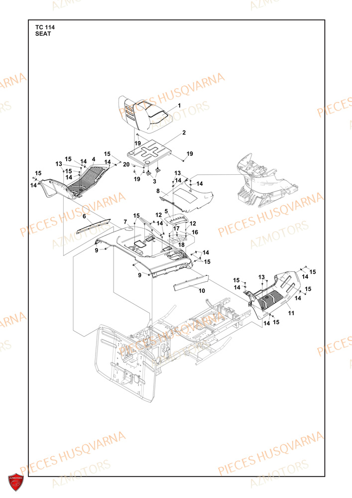 Siege AZMOTORS PIECES TRACTEUR TONDEUSE TC 114 HUSQVARNA