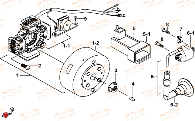 Alternateur TGB Pieces TGB 101S 50 (No Serie RFCBH1BHA...Type: BH1)