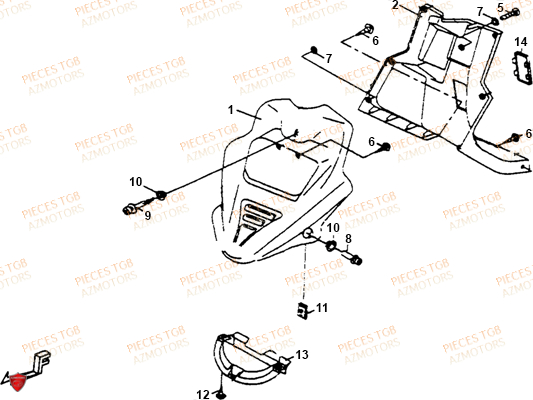 Carenage Avant TGB Pieces TGB 101S 50 (No Serie RFCBH1BHA...Type: BH1)