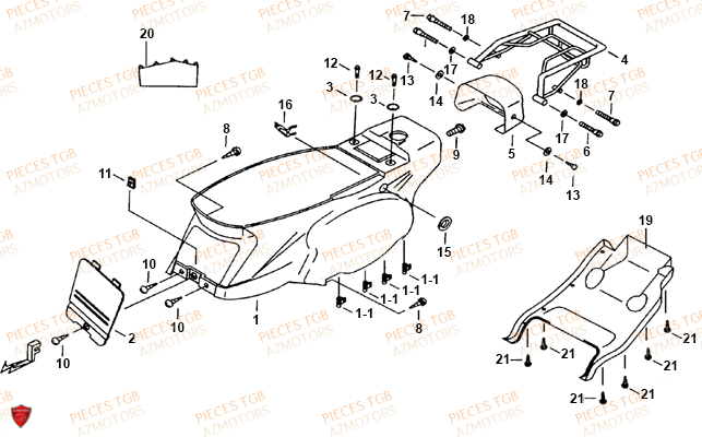 Carrosserie Principale TGB Pieces TGB 101S 50 (No Serie RFCBH1BHA...Type: BH1)