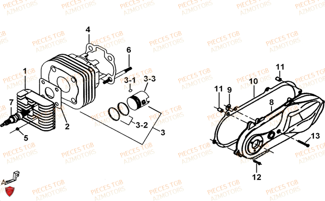 Cylindre TGB Pieces TGB 101S 50 (No Serie RFCBH1BHA...Type: BH1)